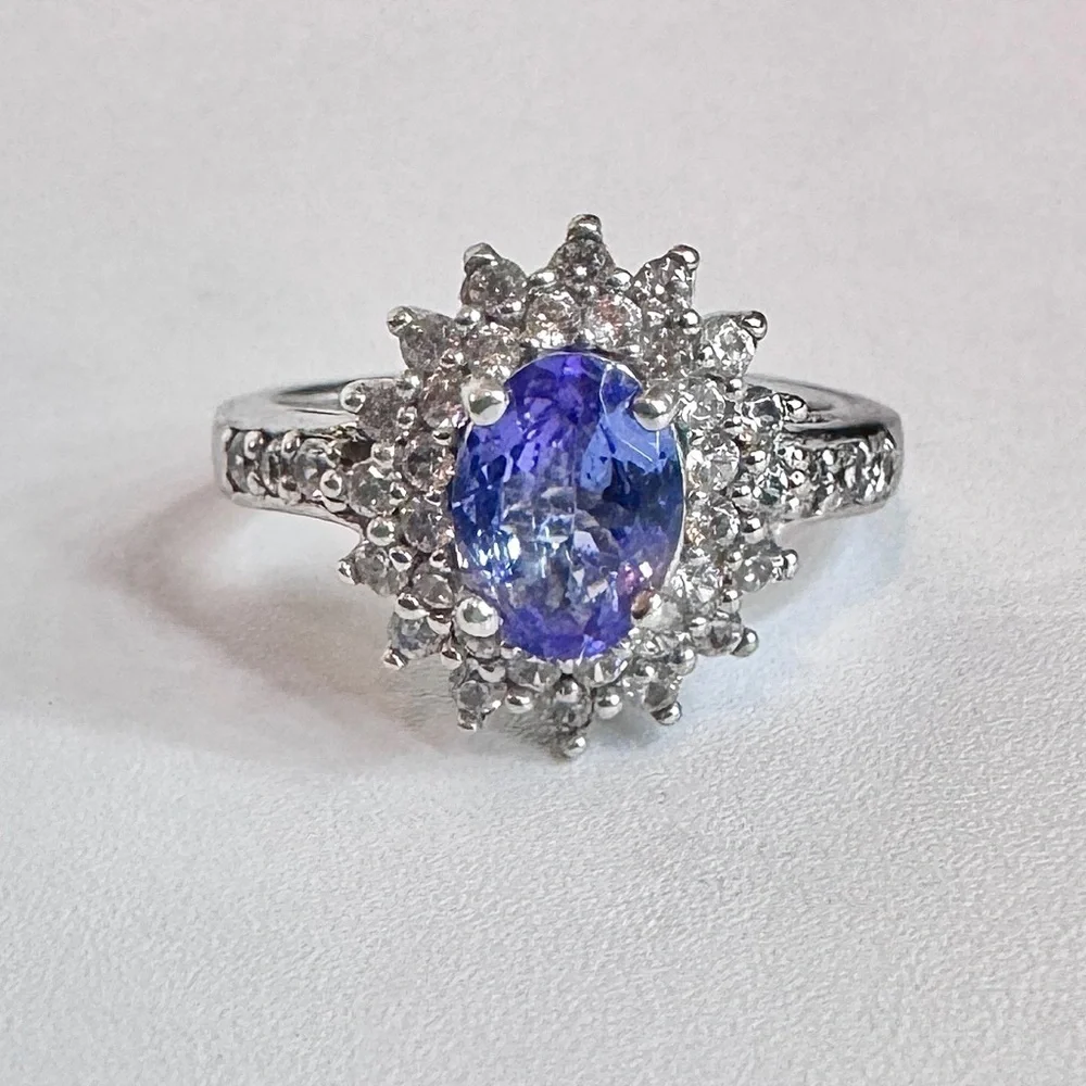 Tanzanite & Moissanite Sterling Silver Ring (7)